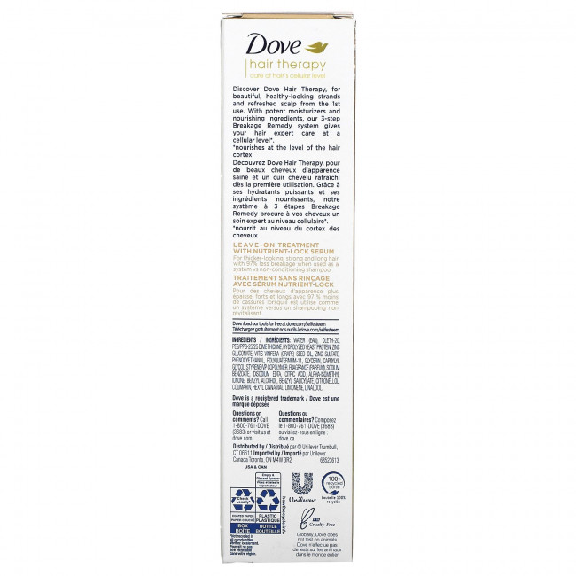 Dove, Hair Therapy, Несмываемое средство от ломкости, 3,38 жидких унций (100 мл)