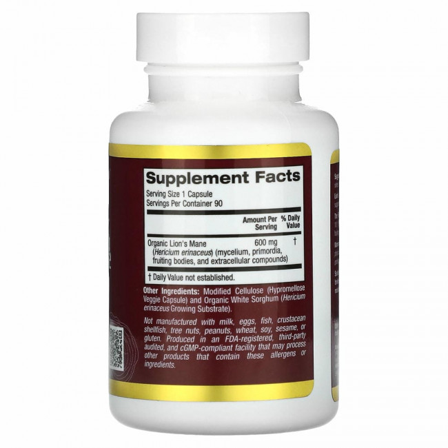 California Gold Nutrition, ежовик гребенчатый, 90 растительных капсул California Gold Nutrition, ежовик гребенчатый, 90 растительных капсул