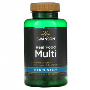 Swanson, Men's Daily, Real Food Multi, без железа, 90 растительных капсул Swanson, Men's Daily, Real Food Multi, без железа, 90 растительных капсул