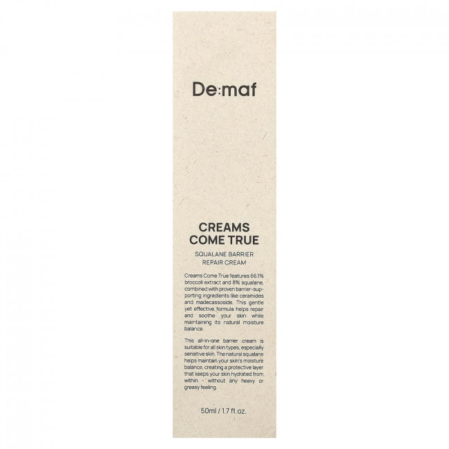 De:maf, Creams Come True, Squalane Barrier Repair Cream, 1.7 fl oz (50 ml) De:maf, Creams Come True, Squalane Barrier Repair Cream, 1.7 fl oz (50 ml)