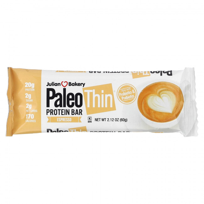 Julian Bakery, Paleo Protein Bar, Espresso, 12 батончиков, по 63,1 г (2,22 унции) Julian Bakery, Paleo Protein Bar, Espresso, 12 батончиков, по 63,1 г (2,22 унции)