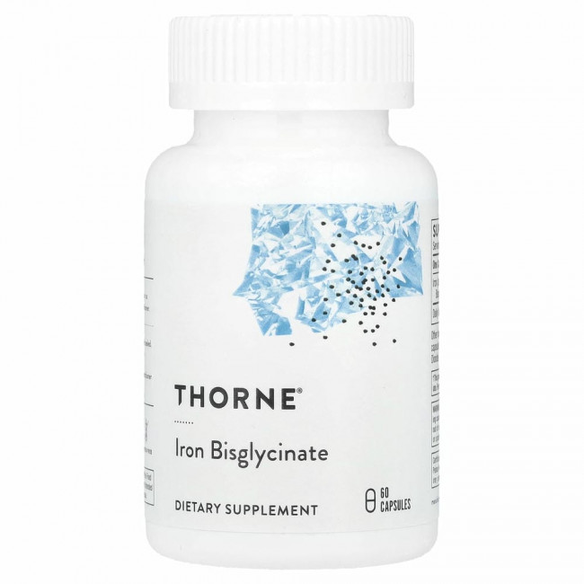 Thorne Research, бисглицинат железа, 60 капсул