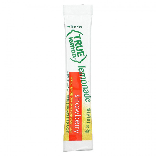 True Citrus, True Lemon, лимонад со вкусом клубники, 10 пакетиков, 30 г