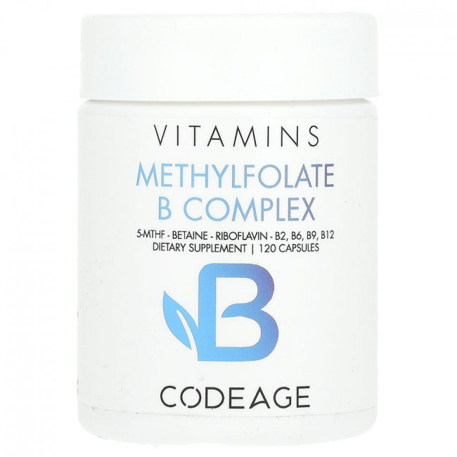 Codeage, Витамины, комплекс метилфолата группы B, 120 капсул Codeage, Витамины, комплекс метилфолата группы B, 120 капсул