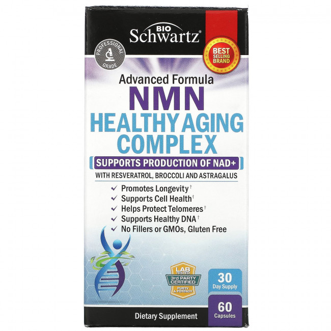 BioSchwartz, NMN, комплекс для здорового старения, 60 капсул BioSchwartz, NMN, комплекс для здорового старения, 60 капсул