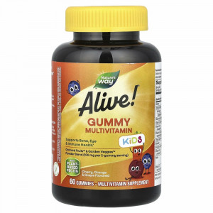 Nature's Way, Alive! комплекс мультивитаминов для детей, вишня, апельсин и виноград, 60 жевательных конфет