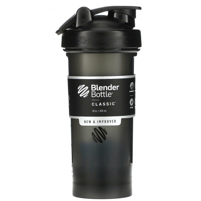 Blender Bottle, Classic, шейкер, черный, 828 мл (28 унций) Blender Bottle, Classic, шейкер, черный, 828 мл (28 унций)