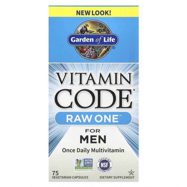 Garden of Life, Vitamin Code, RAW One, мультивитаминная добавка для мужчин (для приема 1 раз в день), 75 вегетарианских капсул