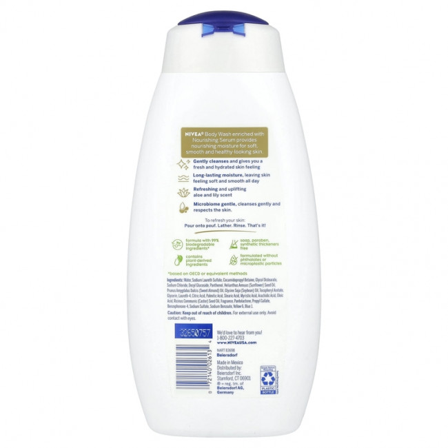 Nivea, Освежающий гель для душа, свежее алоэ и лилия, 591 мл (20 жидк. Унций)