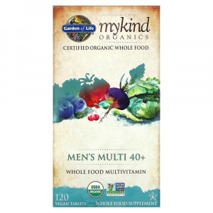 Garden of Life, MyKind Organics, мультивитамины из цельных продуктов для мужчин от 40 лет, 120 веганских таблеток Garden of Life, MyKind Organics, мультивитамины из цельных продуктов для мужчин от 40 лет, 120 веганских таблеток
