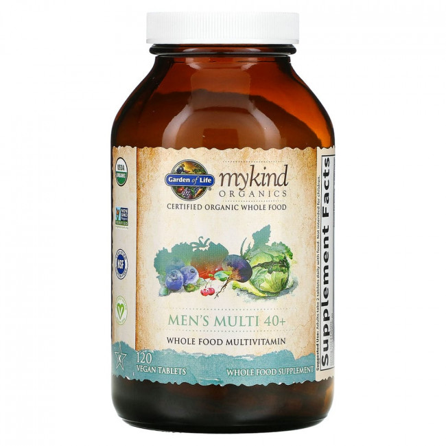 Garden of Life, MyKind Organics, мультивитамины из цельных продуктов для мужчин от 40 лет, 120 веганских таблеток Garden of Life, MyKind Organics, мультивитамины из цельных продуктов для мужчин от 40 лет, 120 веганских таблеток