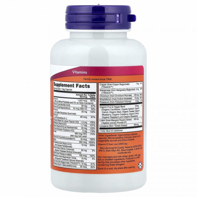 NOW Foods, Daily Vits, мультивитамины и микроэлементы, 120 вегетарианских капсул NOW Foods, Daily Vits, мультивитамины и микроэлементы, 120 вегетарианских капсул