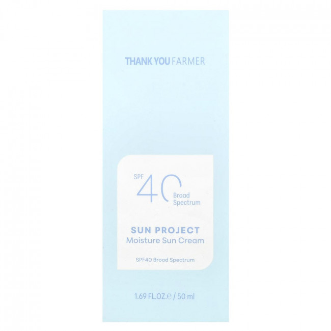Thank You Farmer, Sun Project, Увлажняющий солнцезащитный крем, SPF 40, 50 мл (1,69 жидких унций)