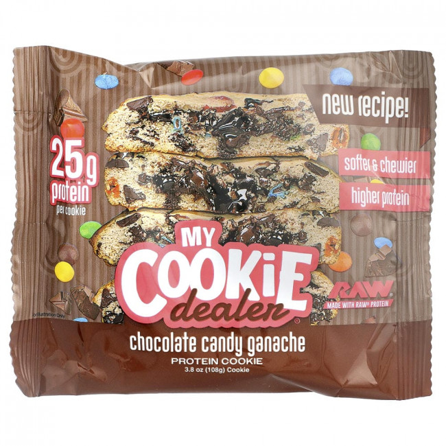Протеиновое печенье My Cookie Dealer, протеиновое печенье с шоколадным ганашем, 12 штук, по 108 г каждая.