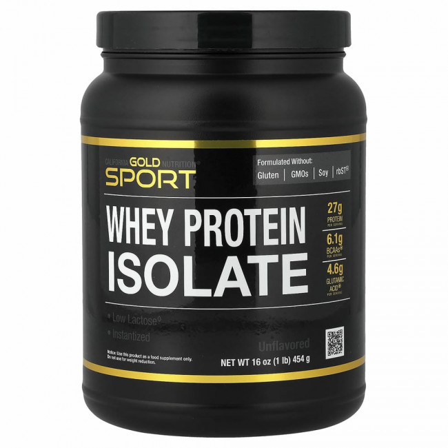 California Gold Nutrition, SPORT, изолят сывороточного протеина, 454 г (1 фунт, 16 унций)