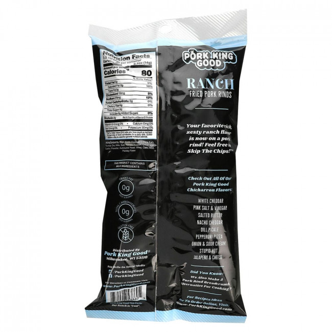 Pork King Good, Flavored Chicharrones, Ranch, 1.75 oz (49.5 g)