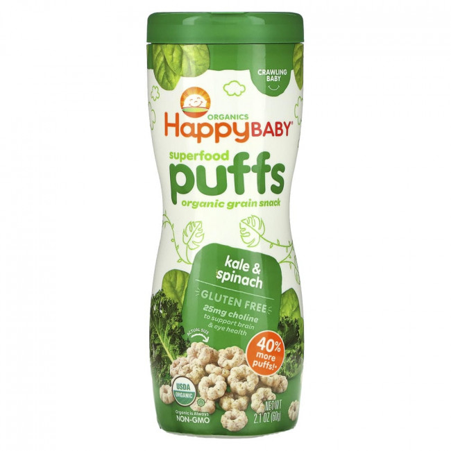 Happy Family Organics, Колечки из суперпродуктов, органическая злаковая закуска, капуста и шпинат, 60 г (2,1 унции) Happy Family Organics, Колечки из суперпродуктов, органическая злаковая закуска, капуста и шпинат, 60 г (2,1 унции)