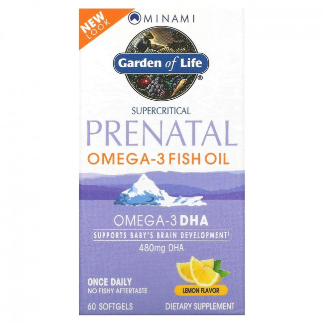 Minami Nutrition, Supercritical Prenatal, рыбий жир омега-3 со вкусом лимона, 60 мягких желатиновых капсул