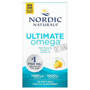 Nordic Naturals, Ultimate Omega Xtra, со вкусом лимона, 740 мг, 60 капсул Nordic Naturals, Ultimate Omega Xtra, со вкусом лимона, 740 мг, 60 капсул