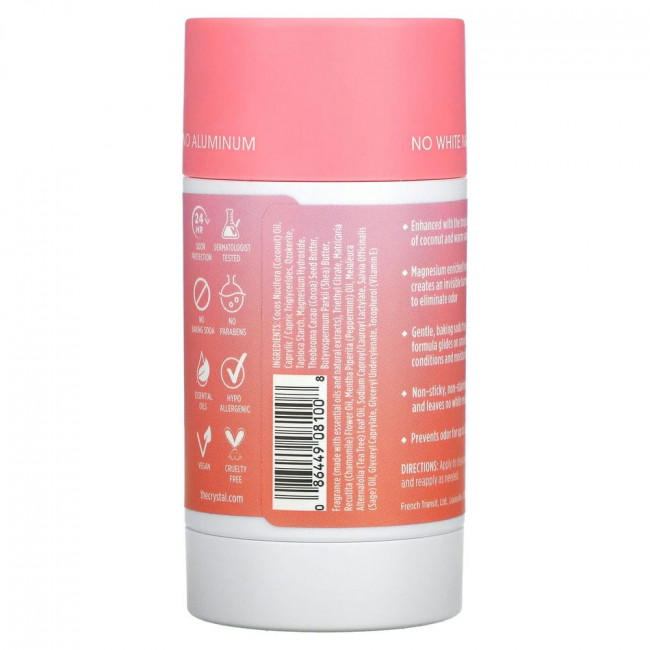 Crystal Body Deodorant, Обогащенный магнием дезодорант, кокос и ваниль, 70 г (2,5 унции)