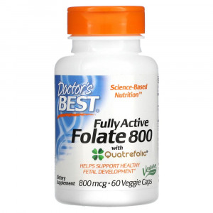 Doctor's Best, полностью активный фолат 800, 800 мкг, 60 вегетарианских капсул Doctor's Best, полностью активный фолат 800, 800 мкг, 60 вегетарианских капсул