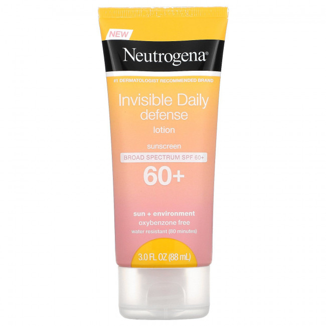 Neutrogena, Invisible Daily Defense, солнцезащитный лосьон, SPF 60+, 88 мл (3 жидк. Унции)