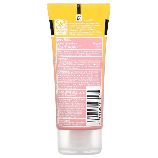 Neutrogena, Invisible Daily Defense, солнцезащитный лосьон, SPF 60+, 88 мл (3 жидк. Унции)