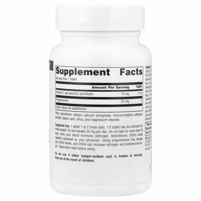 Source Naturals, прегненолон, 25 мг, 120 таблеток Source Naturals, прегненолон, 25 мг, 120 таблеток