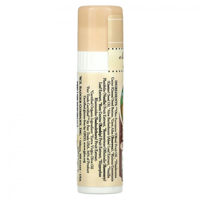 Badger Company, Organic, бальзам для губ с маслом какао, ваниль, 7 г (0,25 унции) Badger Company, Organic, бальзам для губ с маслом какао, ваниль, 7 г (0,25 унции)