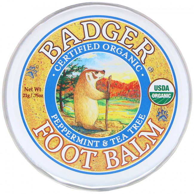 Badger Company, Бальзам для ног с экстрактами перечной мяты и чайного дерева, .75 унций (21 г) Badger Company, Бальзам для ног с экстрактами перечной мяты и чайного дерева, .75 унций (21 г)