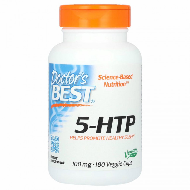Doctor's Best, 5-гидрокситриптофан, 100 мг, 180 вегетарианских капсул