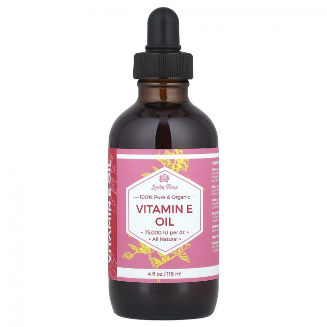 Leven Rose, 100% чистое и органическое масло витамина Е, 118 мл (4 жидких унции) Leven Rose, 100% чистое и органическое масло витамина Е, 118 мл (4 жидких унции)