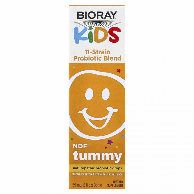 Bioray, Kids, NDF Tummy, смесь из 11 штаммов пробиотиков, со вкусом малины, 60 мл (2 жидк. унции)