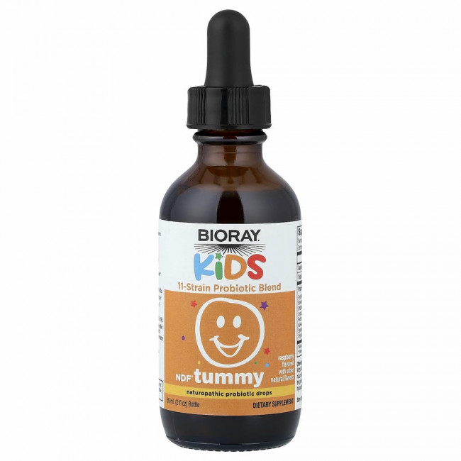 Bioray, Kids, NDF Tummy, смесь из 11 штаммов пробиотиков, со вкусом малины, 60 мл (2 жидк. унции)