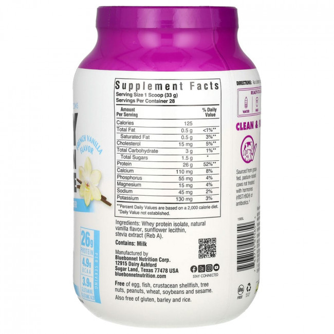Bluebonnet Nutrition, изолят сывороточного протеина со вкусом французской ванили, 924 г (2 фунта) Bluebonnet Nutrition, изолят сывороточного протеина со вкусом французской ванили, 924 г (2 фунта)