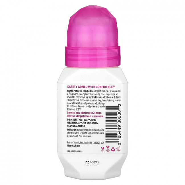 Crystal Body Deodorant, минеральный шариковый дезодорант, без запаха, 66 мл (2,25 жидк. унции) Crystal Body Deodorant, минеральный шариковый дезодорант, без запаха, 66 мл (2,25 жидк. унции)