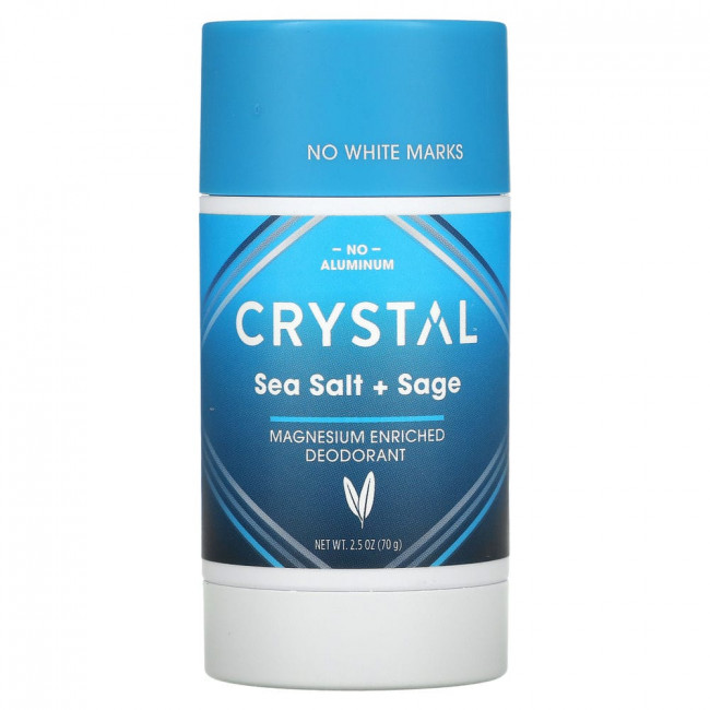 Crystal Body Deodorant, Обогащенный магнием дезодорант, морская соль + шалфей, 70 г (2,5 унции) Crystal Body Deodorant, Обогащенный магнием дезодорант, морская соль + шалфей, 70 г (2,5 унции)