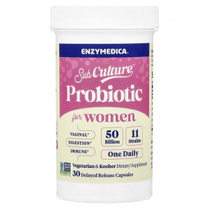 Enzymedica, SubCulture™, пробиотик для женщин, 50 млрд, 30 капсул с отсроченным высвобождением