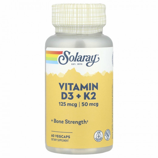 Solaray, витамины D3 и K2, без сои, 60 растительных капсул &mdash; 