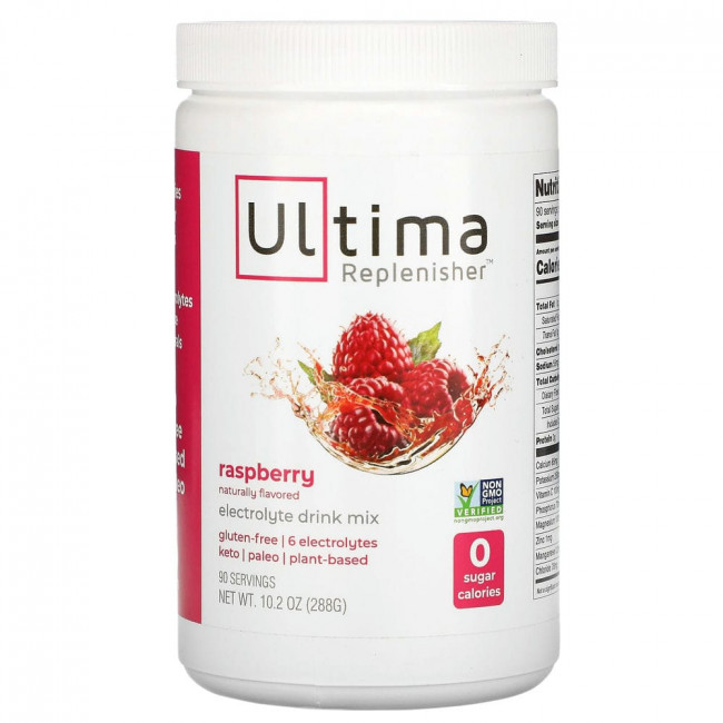 Ultima Replenisher, смесь для приготовления напитка с электролитами, малина, 288 г (10,2 унции) Ultima Replenisher, смесь для приготовления напитка с электролитами, малина, 288 г (10,2 унции)