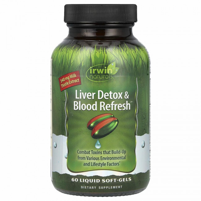 Irwin Naturals, Liver Detox & Blood Refresh, добавка для очистки печени и крови, 60 капсул с жидкостью Irwin Naturals, Liver Detox & Blood Refresh, добавка для очистки печени и крови, 60 капсул с жидкостью
