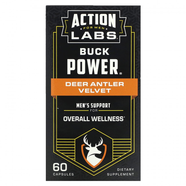 Action Labs, Для мужчин, Buck Power, бархат из оленьих рогов, 60 капсул Action Labs, Для мужчин, Buck Power, бархат из оленьих рогов, 60 капсул