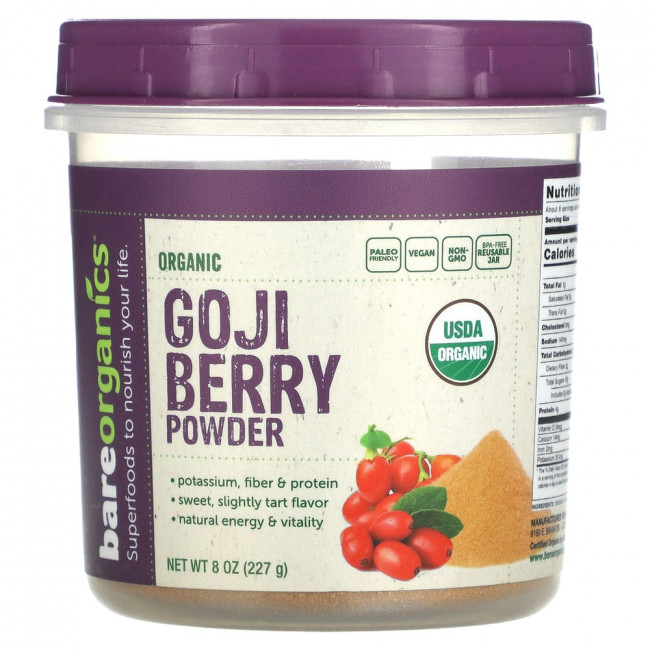 BareOrganics, Organic Goji Berry Powder, 8 oz (227 g)