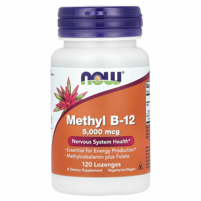 NOW Foods, метил B12, 5000 мкг, 120 пастилок NOW Foods, метил B12, 5000 мкг, 120 пастилок