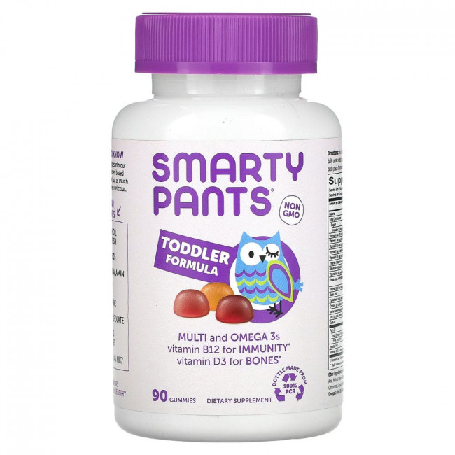 SmartyPants, мультивитамины и омега-3 кислоты для малышей, виноград, апельсин и голубика, 90 жевательных конфет