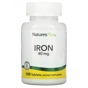 NaturesPlus, Железо, 20 мг, 180 таблеток NaturesPlus, Железо, 20 мг, 180 таблеток
