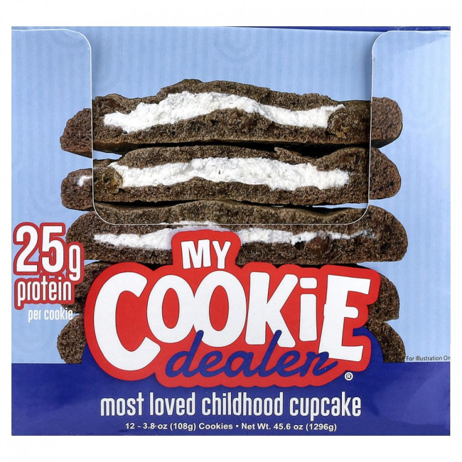 Протеиновое печенье My Cookie Dealer, протеиновое печенье, «Самый любимый кекс детства», 12 штук, по 108 г каждая. Протеиновое печенье My Cookie Dealer, протеиновое печенье, «Самый любимый кекс детства», 12 штук, по 108 г каждая.