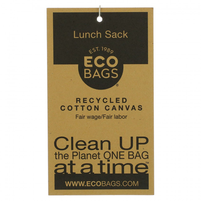 ECOBAGS, Многоразовый брезентовый пакет для ланча, 1 сумка, ширина 7 х высота 10,5 ECOBAGS, Многоразовый брезентовый пакет для ланча, 1 сумка, ширина 7 х высота 10,5