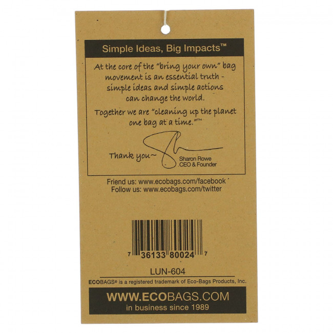 ECOBAGS, Многоразовый брезентовый пакет для ланча, 1 сумка, ширина 7 х высота 10,5 ECOBAGS, Многоразовый брезентовый пакет для ланча, 1 сумка, ширина 7 х высота 10,5