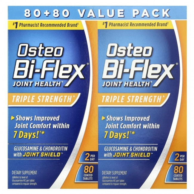 Osteo Bi-Flex, Здоровье суставов, тройная сила, 2 пакетика, 80 таблеток, покрытых оболочкой